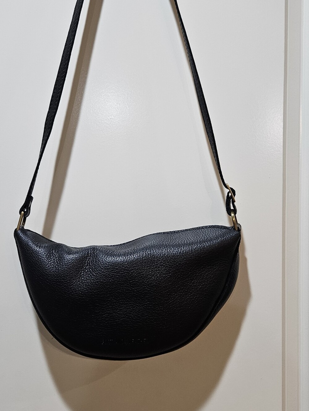 Portland Leather Black Leather Koala Sling Shoulder Bag